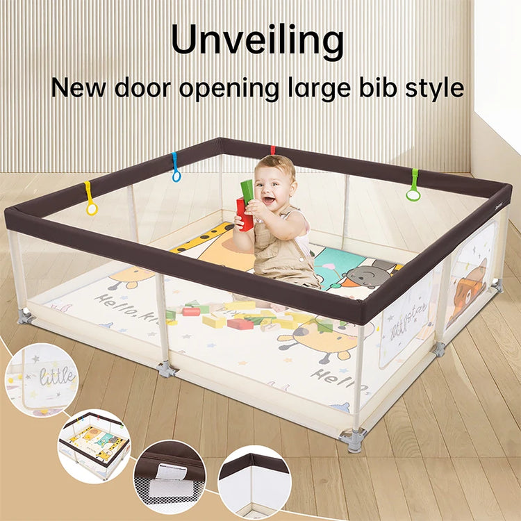 71" x 79" Large Baby Playpen with Mat – Indoor & Outdoor Unisex Play Yard for Toddlers, Newborn to 6 Years, Foldable Baby Fence with Gate & Toys