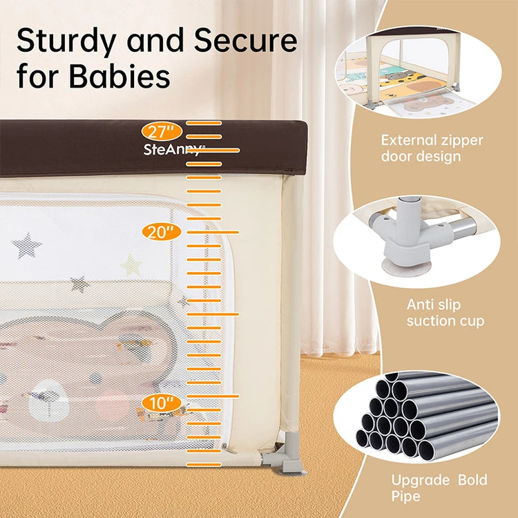 71" x 79" Large Baby Playpen with Mat – Indoor & Outdoor Unisex Play Yard for Toddlers, Newborn to 6 Years, Foldable Baby Fence with Gate & Toys