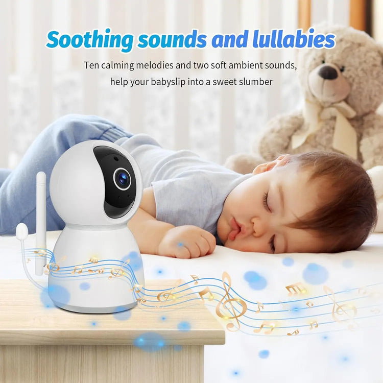 Baby Monitor Camera Audio 5 Inch Screen 28 Hours Battery Video Camera Night Vision 2-Way Talk Lullabies Baby Nanny Security Cam