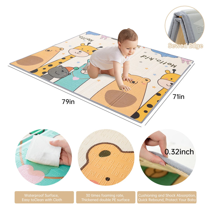 71" x 79" Large Baby Playpen with Mat – Indoor & Outdoor Unisex Play Yard for Toddlers, Newborn to 6 Years, Foldable Baby Fence with Gate & Toys