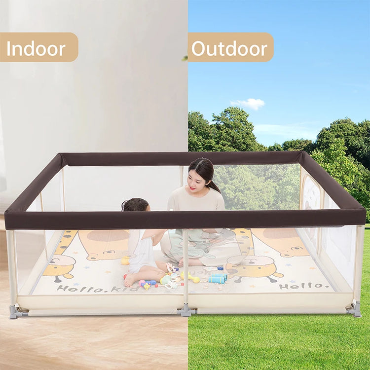 71" x 79" Large Baby Playpen with Mat – Indoor & Outdoor Unisex Play Yard for Toddlers, Newborn to 6 Years, Foldable Baby Fence with Gate & Toys