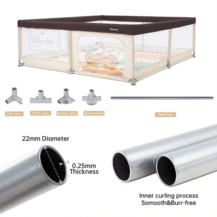 71" x 79" Large Baby Playpen with Mat – Indoor & Outdoor Unisex Play Yard for Toddlers, Newborn to 6 Years, Foldable Baby Fence with Gate & Toys