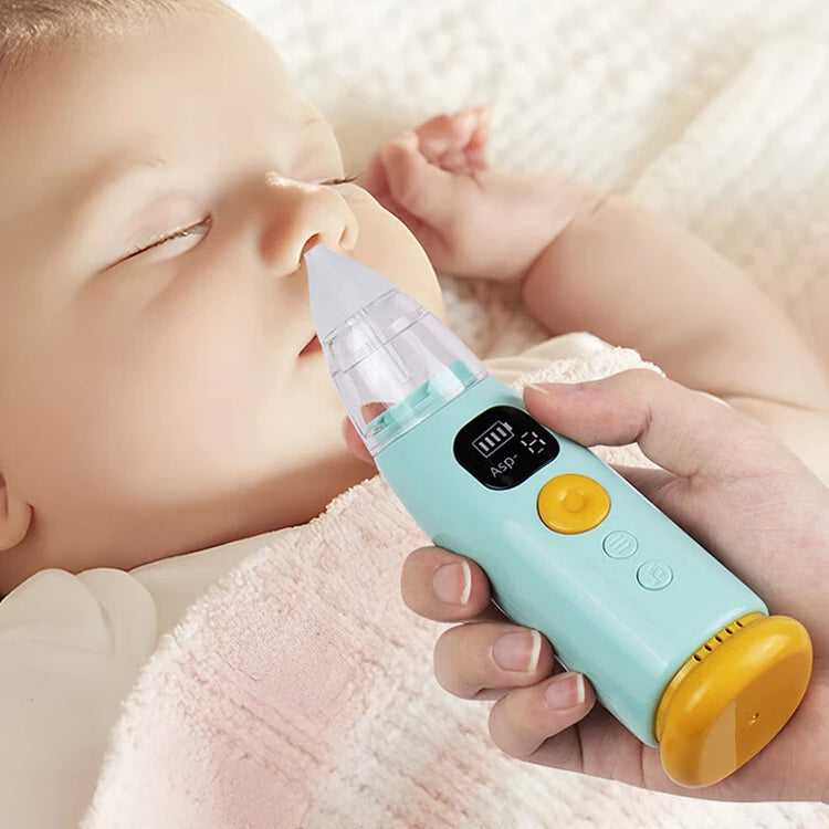 Electric Baby Nose Vacuum Cleaner – Adjustable Nasal Aspirator for Infants & Toddlers, Rechargeable with HD Display, Music & Lights, 3 Silicone Nozzles & Suction Levels