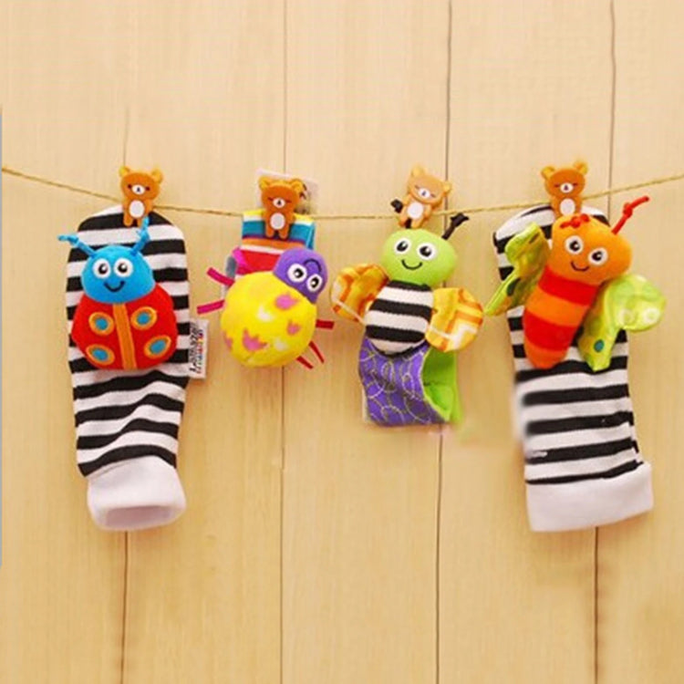 4Pcs Cartoon Baby Toys 0-12 Months Baby Rattles Children Infant Newborn Toys Soft Plush Sock Baby Rattle Toy Wrist Toddler Toys