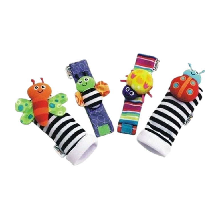 4Pcs Cartoon Baby Toys 0-12 Months Baby Rattles Children Infant Newborn Toys Soft Plush Sock Baby Rattle Toy Wrist Toddler Toys