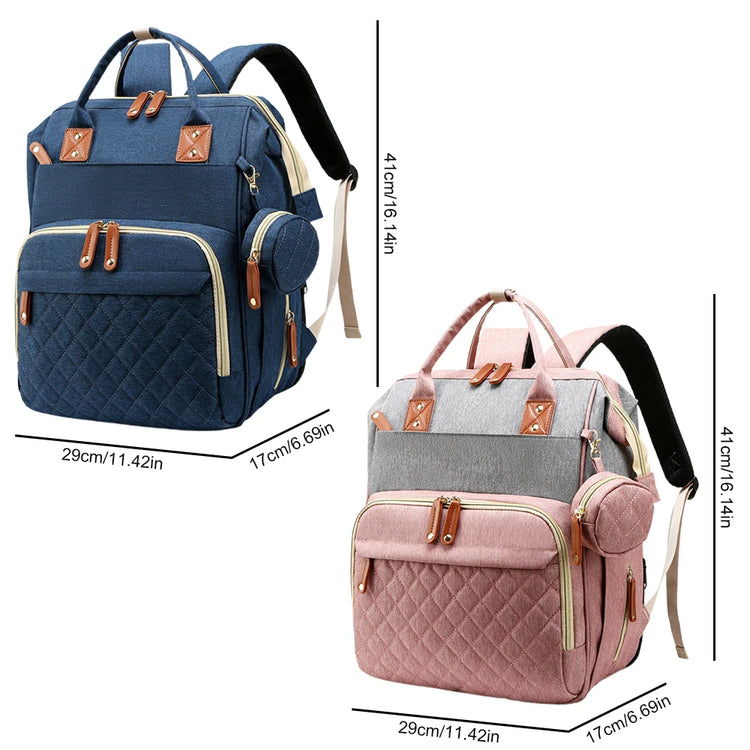 Portable Foldable Baby Travel Bed & Diaper Bag – Large Capacity Mommy Backpack with Changing Station & Infant Carrier (Fashionable & Lightweight)