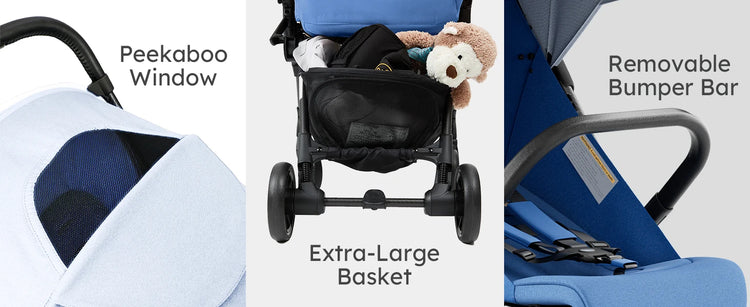 MAMAZING Ultra Air X Portable Baby Stroller 9.9lbs Carbon Fiber Frame with Safety Belt & Storage (BLUE)