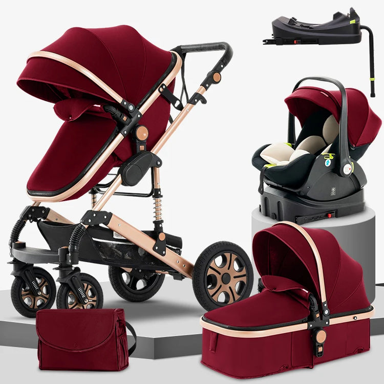 Luxury 3-in-1 Baby Stroller Travel System – Foldable Aluminum Frame with Reversible Seat, Portable Bassinet & Carrier | 0–36 Months