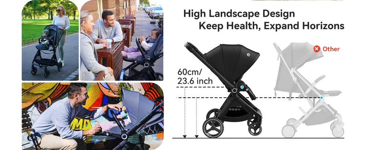EMU Reversible Baby Stroller with Reversible Seat Full-Size Infant Stroller with Full Recline Cockpit Compact Foldable Pram Carr