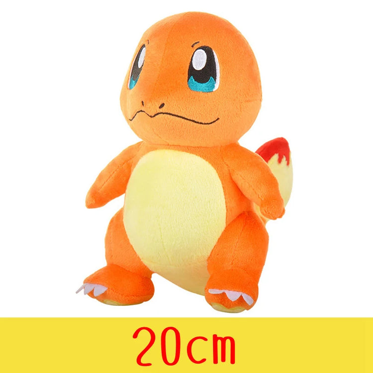 Pokemon Plush Toys – High-Quality Pikachu, Charmander, Squirtle & Bulbasaur Stuffed Dolls with Tag, Cute Anime Cartoon Gift for Kids & Fans
