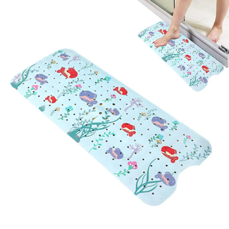 Baby Bath Mat Non Slip Cartoon Pattern Extra Long Kids Bathtub Mat 40 X 16 Inch Machine Washable Toddler Baby Bathtub Mat With