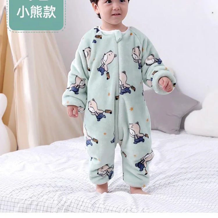 Baby One-Piece Flannel Pajamas – Unisex | Warm & Cozy Cartoon Sleepwear