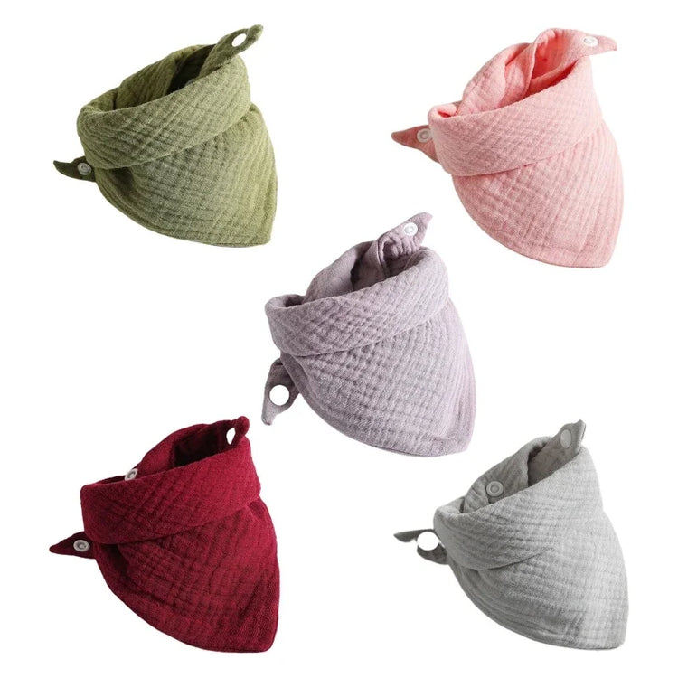 5Pcs Baby Feeding Drool Bibs Saliva Towel for TRIANGLE Scarf Bandana Soft Cotton Bib Adjustable Button Burp Cloth for Boys