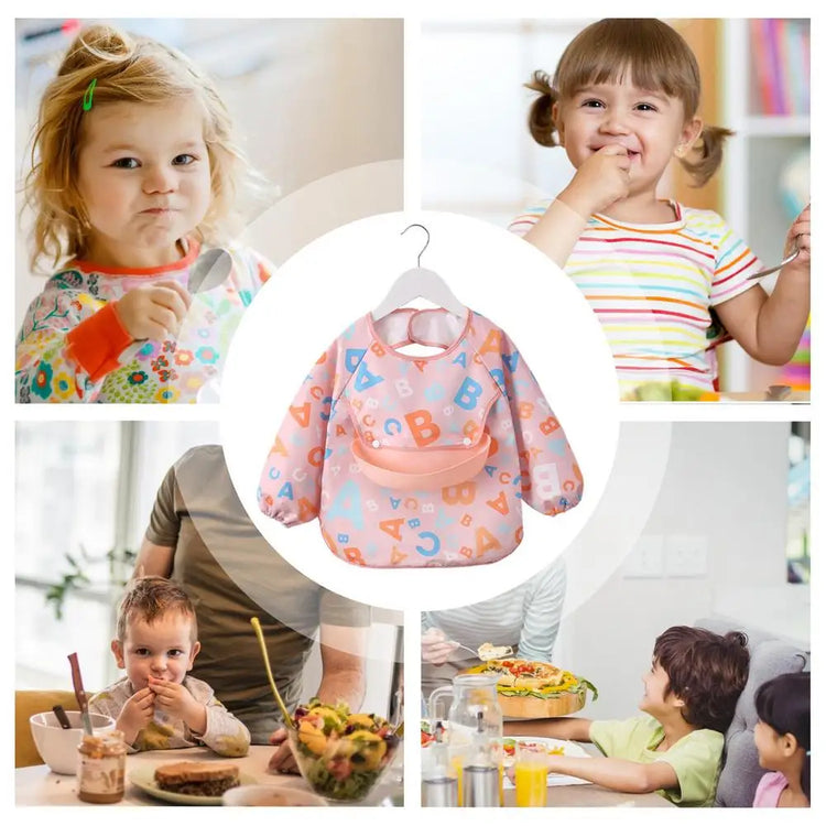 Toddler Long Sleeve Scarf Waterproof Art Smock Feeding Bib Apron Pocket Infant Boys Girls Burp Cloth Bandana Bibs supplies