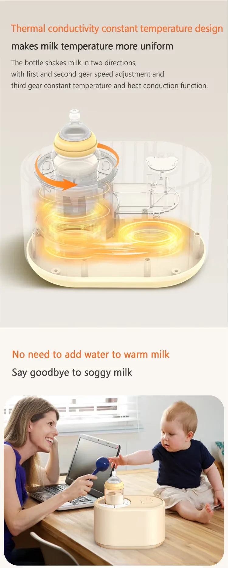 Smart Baby Formula Mixer – Insulated Constant Temperature Milk Bottle Shaker | USB Plug-In Intelligent Milk Powder Blender