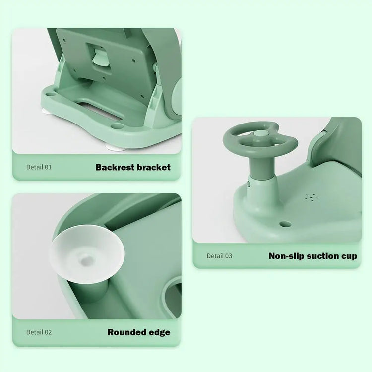 Toddler Bathtub Seat Toddler Shower Seat With Adjustable Backrest Portable Baby Bath Chair With Suction Cup Base Non-Slip Bath