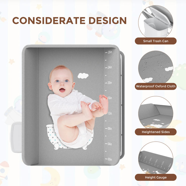 SEJOY Baby Changing Table with Wheels – Foldable, Portable, Height Adjustable Diaper Changing Station with Storage, Safety Belt & Removable Cover for Newborn Infant Toddlers