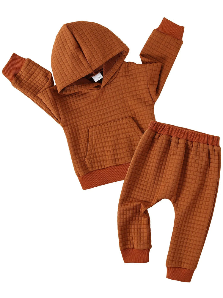 Toddler Baby Boys Clothes Plaid Hoodie Sweatshirt Tops + Long Pants 2PCS Outfit Set β Casual Sporty Style