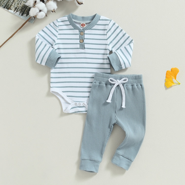 Citgeett Autumn Infant Baby Boy Outfit – Long Sleeve Striped Romper & Pants 2-Piece Fall Warm Clothes Set
