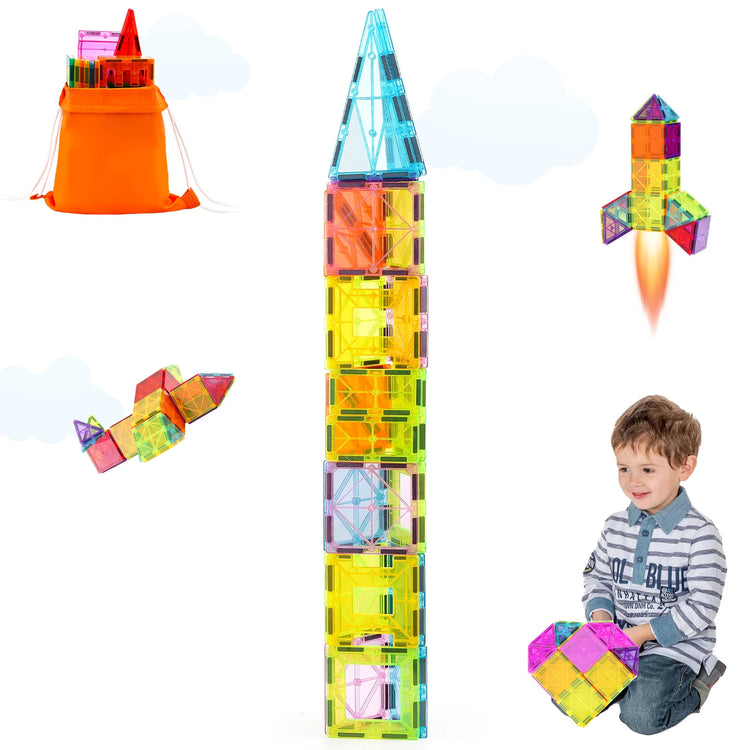 SucceBuy 32PCS Magnetic Tiles Building Blocks – STEM Educational Toys for Kids Ages 3–8 | Creative Sensory Stacking Set for Boys & Girls
