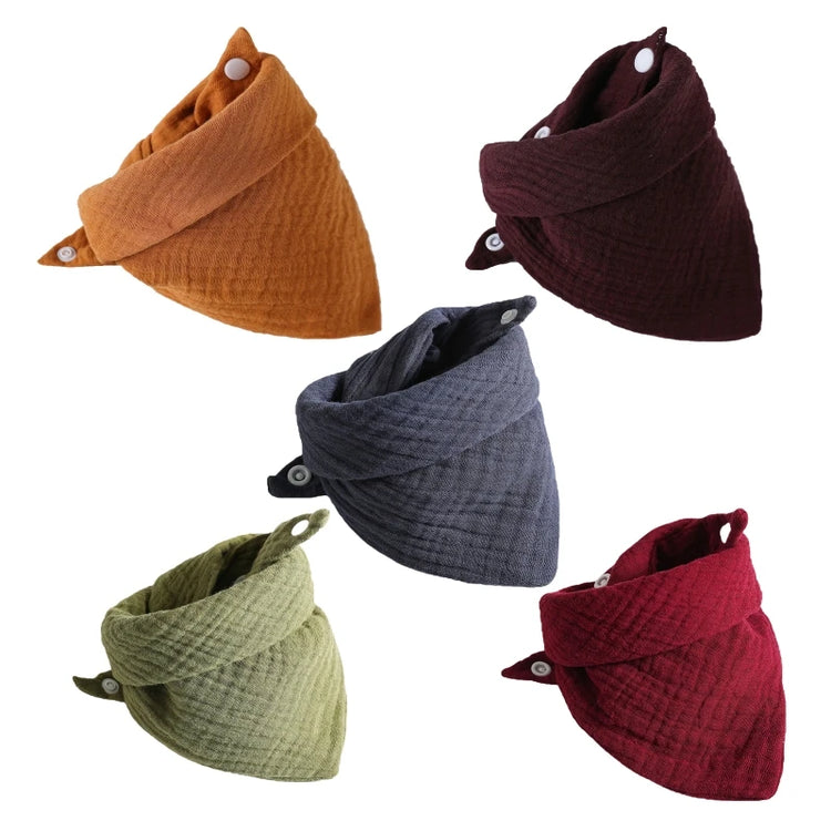 5Pcs Baby Feeding Drool Bibs Saliva Towel for TRIANGLE Scarf Bandana Soft Cotton Bib Adjustable Button Burp Cloth for Boys