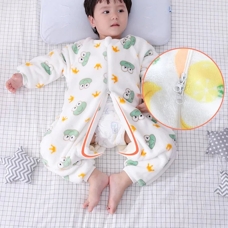 Baby One-Piece Flannel Pajamas – Unisex | Warm & Cozy Cartoon Sleepwear