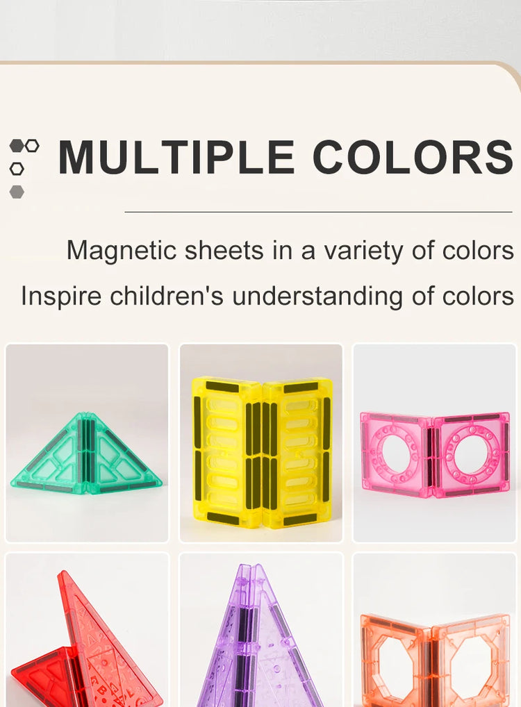 Colorful 3D Magnetic Building Blocks for Kids – Educational DIY STEM Toys to Enhance Fine Motor Skills, Creative Magnet Bricks for Toddlers & Children Ages 3+