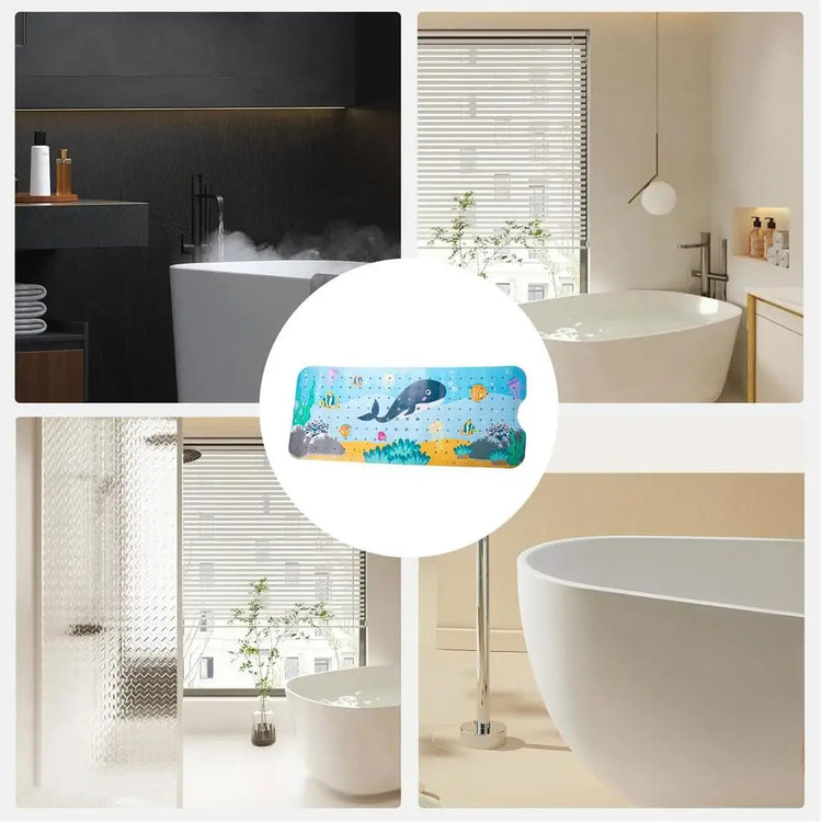 Baby Bath Mat Non Slip Cartoon Pattern Extra Long Kids Bathtub Mat 40 X 16 Inch Machine Washable Toddler Baby Bathtub Mat With