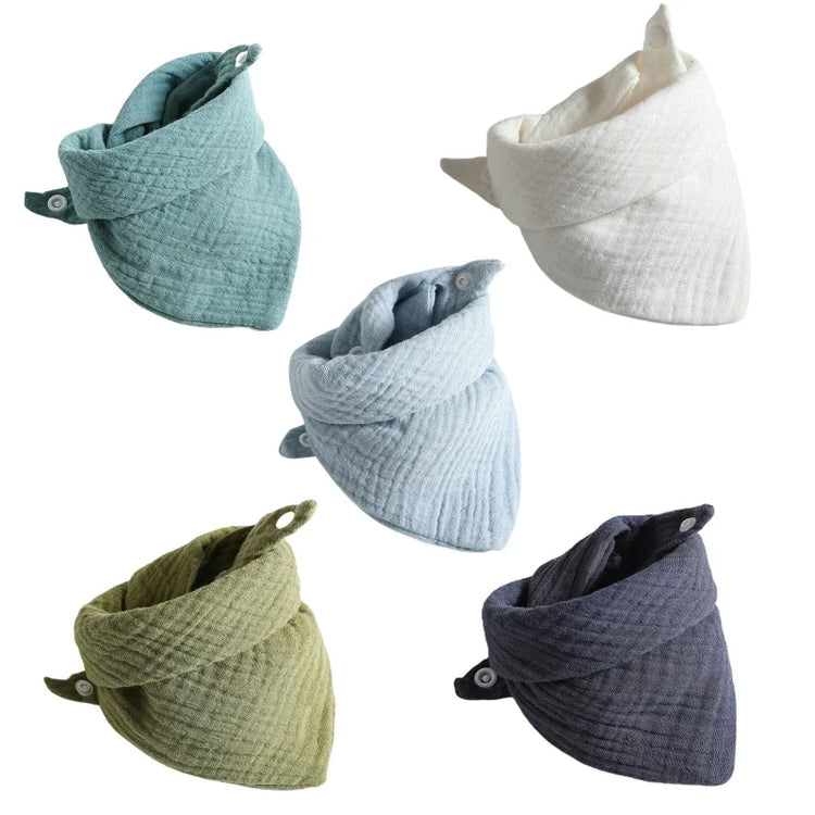 5Pcs Baby Feeding Drool Bibs Saliva Towel for TRIANGLE Scarf Bandana Soft Cotton Bib Adjustable Button Burp Cloth for Boys