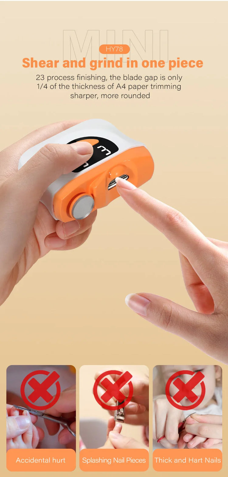 2-in-1 Baby Electric Nail Clippers – Gentle & Quiet Nail Trimmer with Anti-Splash Design, Safe Manicure Tool for Newborns, Infants & Toddlers