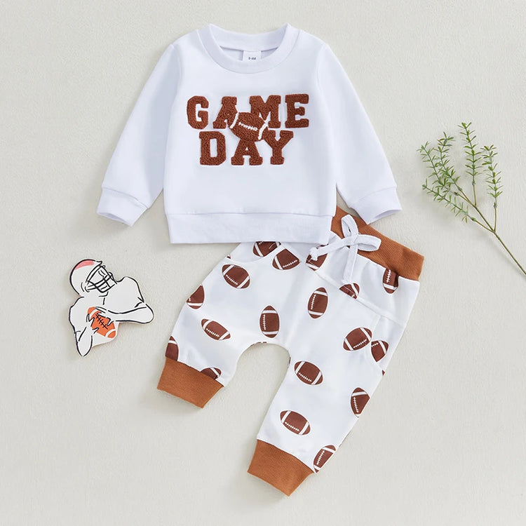 π§ Baby Boy 2Pcs Football Outfit β Sweatshirt + Trousers Set