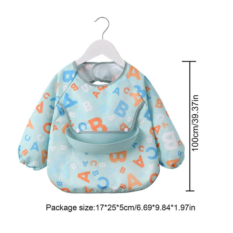 Toddler Long Sleeve Scarf Waterproof Art Smock Feeding Bib Apron Pocket Infant Boys Girls Burp Cloth Bandana Bibs supplies