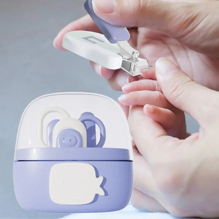 Baby Nail Kit 4-in-1 Cartoon Fingernail Clippers Grooming Care Nail Scissors Set Manicure Care Safe Clippers Scissors File