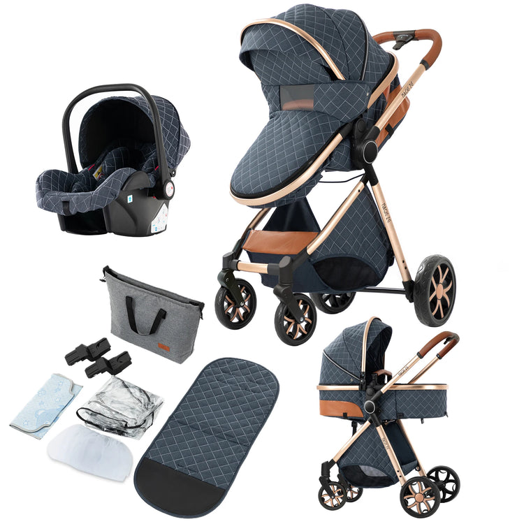Lightweight 3-in-1 Baby Stroller with Isofix | High Landscape Travel System for Newborns to 6 Years