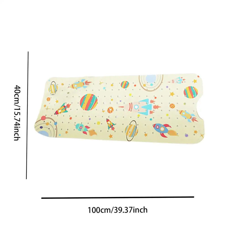 Baby Bath Mat Non Slip Cartoon Pattern Extra Long Kids Bathtub Mat 40 X 16 Inch Machine Washable Toddler Baby Bathtub Mat With