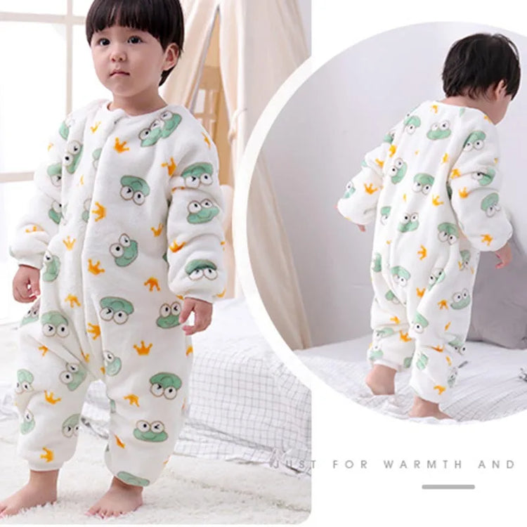 Baby One-Piece Flannel Pajamas – Unisex | Warm & Cozy Cartoon Sleepwear
