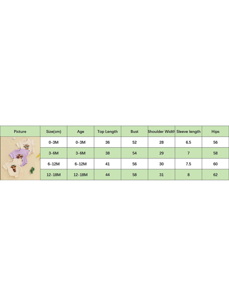 Baby Girl Highland Cow Romper – Soft Cotton Summer Bodysuit | Lioraitiin