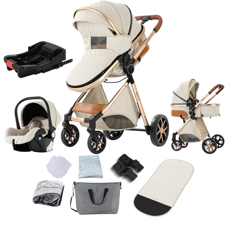 Lightweight 3-in-1 Baby Stroller with Isofix | High Landscape Travel System for Newborns to 6 Years