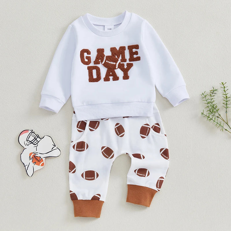 π§ Baby Boy 2Pcs Football Outfit β Sweatshirt + Trousers Set