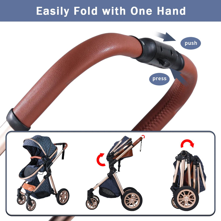 High Landscape Baby Stroller – Foldable 2-in-1 Travel Pram for Newborns & Toddlers (0–3 Years)