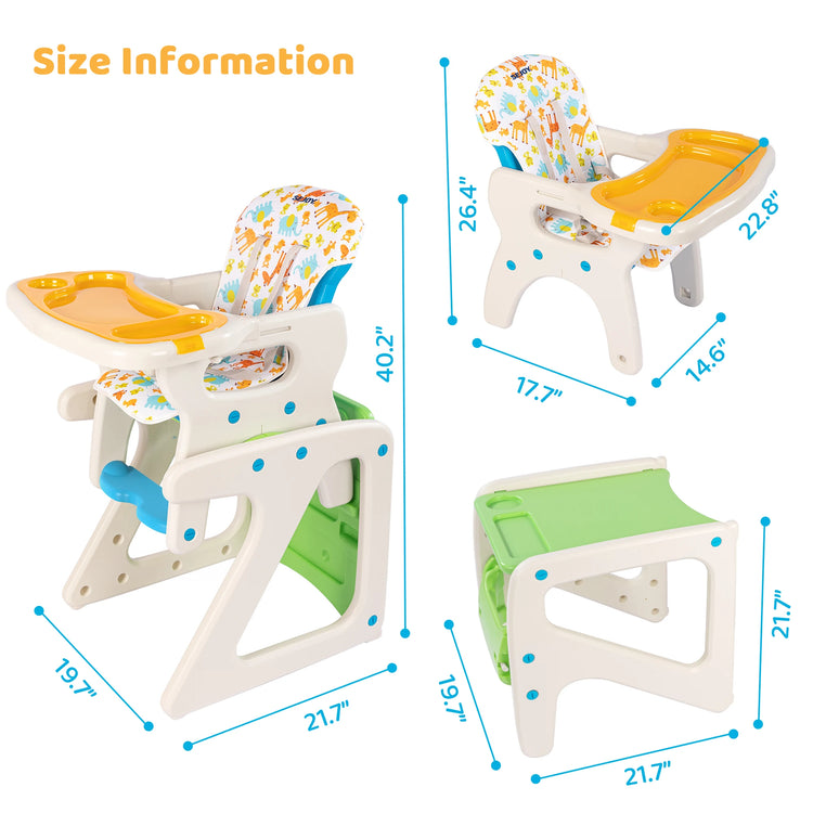 Sejoy 3-in-1 High Chair for Babies & Toddlers – Adjustable Backrest, Removable Tray & Washable Cushion – ASTM & CPC Certified Feeding Chair