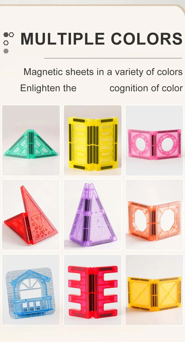 Colorful 3D Magnetic Building Blocks for Kids – Educational DIY STEM Toys to Enhance Fine Motor Skills, Creative Magnet Bricks for Toddlers & Children Ages 3+