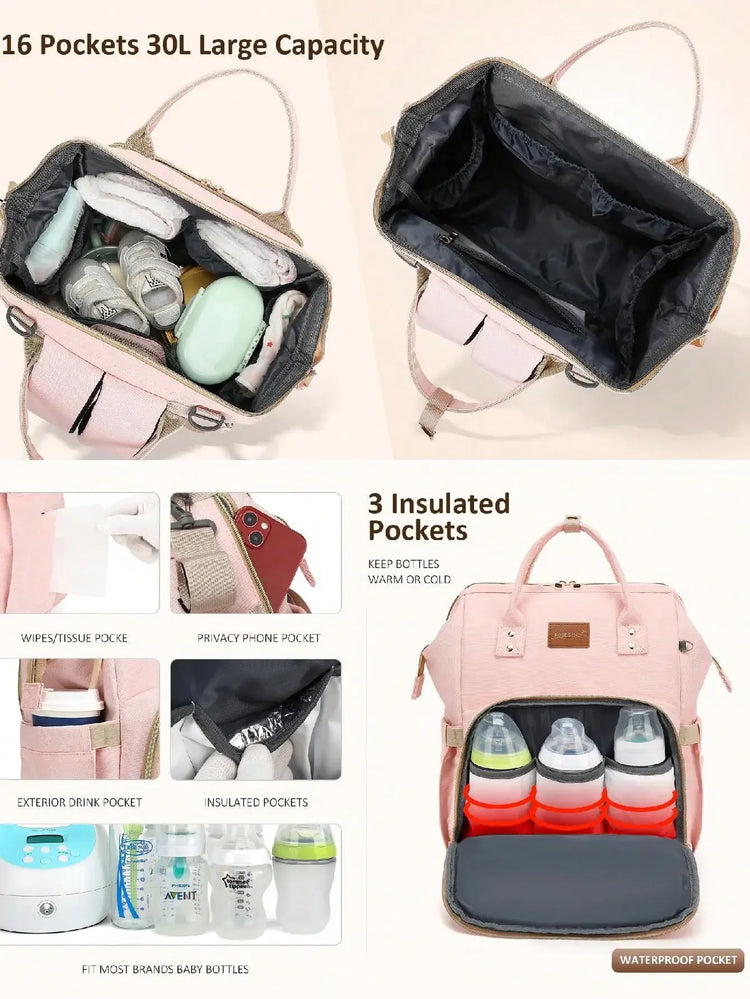 Diaper Bag Backpack With Changing Pad Pacifier Case, Baby Bag for Boy Girl Toddler Waterproof Travel Diaper Bag for Mom