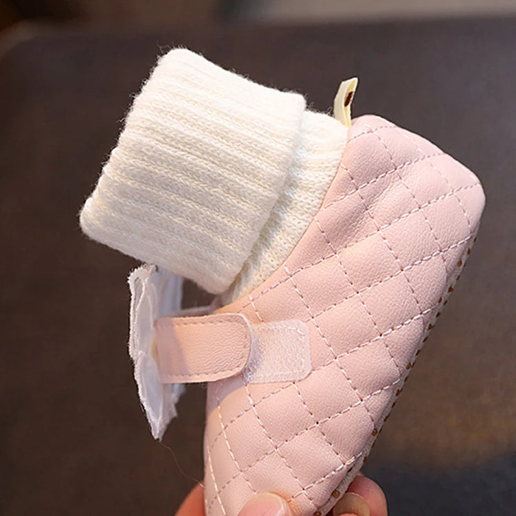 Infant Girls Sparkly Mary Jane Flats Shoes with Bowknot for Birthday Party Wedding Baby Shower and Holiday Festivities