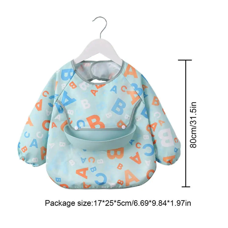 Toddler Long Sleeve Scarf Waterproof Art Smock Feeding Bib Apron Pocket Infant Boys Girls Burp Cloth Bandana Bibs supplies