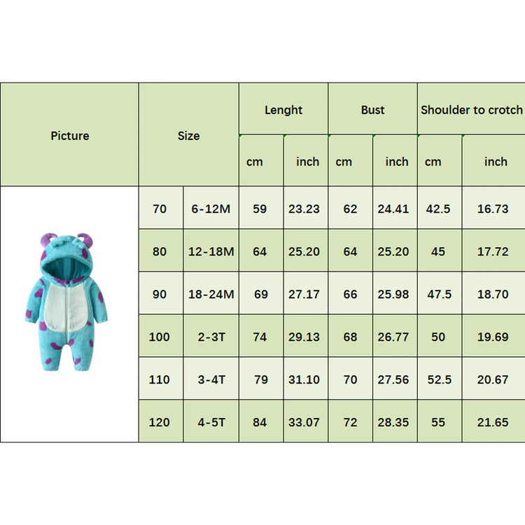 Lioraitiin Baby Fleece Jumpsuit – Infant Cartoon Animal Horn Hooded Winter Snowsuit Romper for Boys & Girls (0-3 Years)