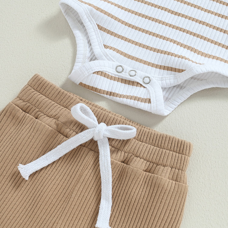 Citgeett Autumn Infant Baby Boy Outfit – Long Sleeve Striped Romper & Pants 2-Piece Fall Warm Clothes Set