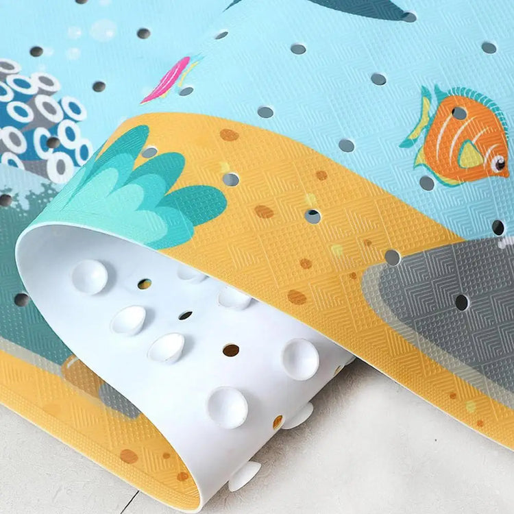 Baby Bath Mat Non Slip Cartoon Pattern Extra Long Kids Bathtub Mat 40 X 16 Inch Machine Washable Toddler Baby Bathtub Mat With