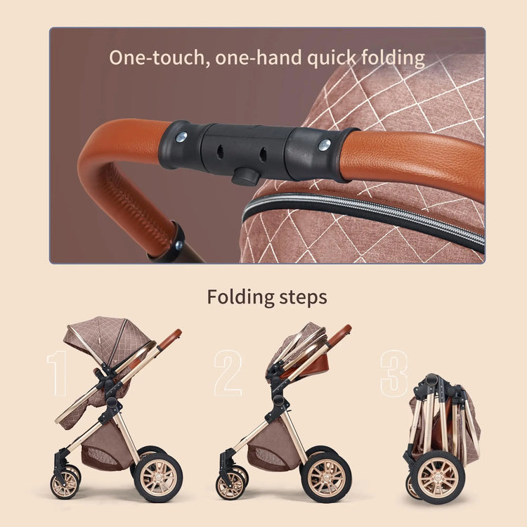 2-in-1 Convertible Baby Cradle Stroller – Foldable, Double-Sided High View Stroller for Toddlers (1–2Y), Portable Travel Pram