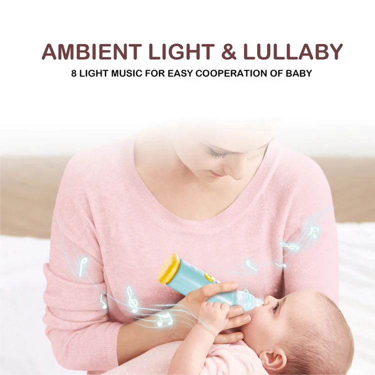 Electric Baby Nose Vacuum Cleaner – Adjustable Nasal Aspirator for Infants & Toddlers, Rechargeable with HD Display, Music & Lights, 3 Silicone Nozzles & Suction Levels